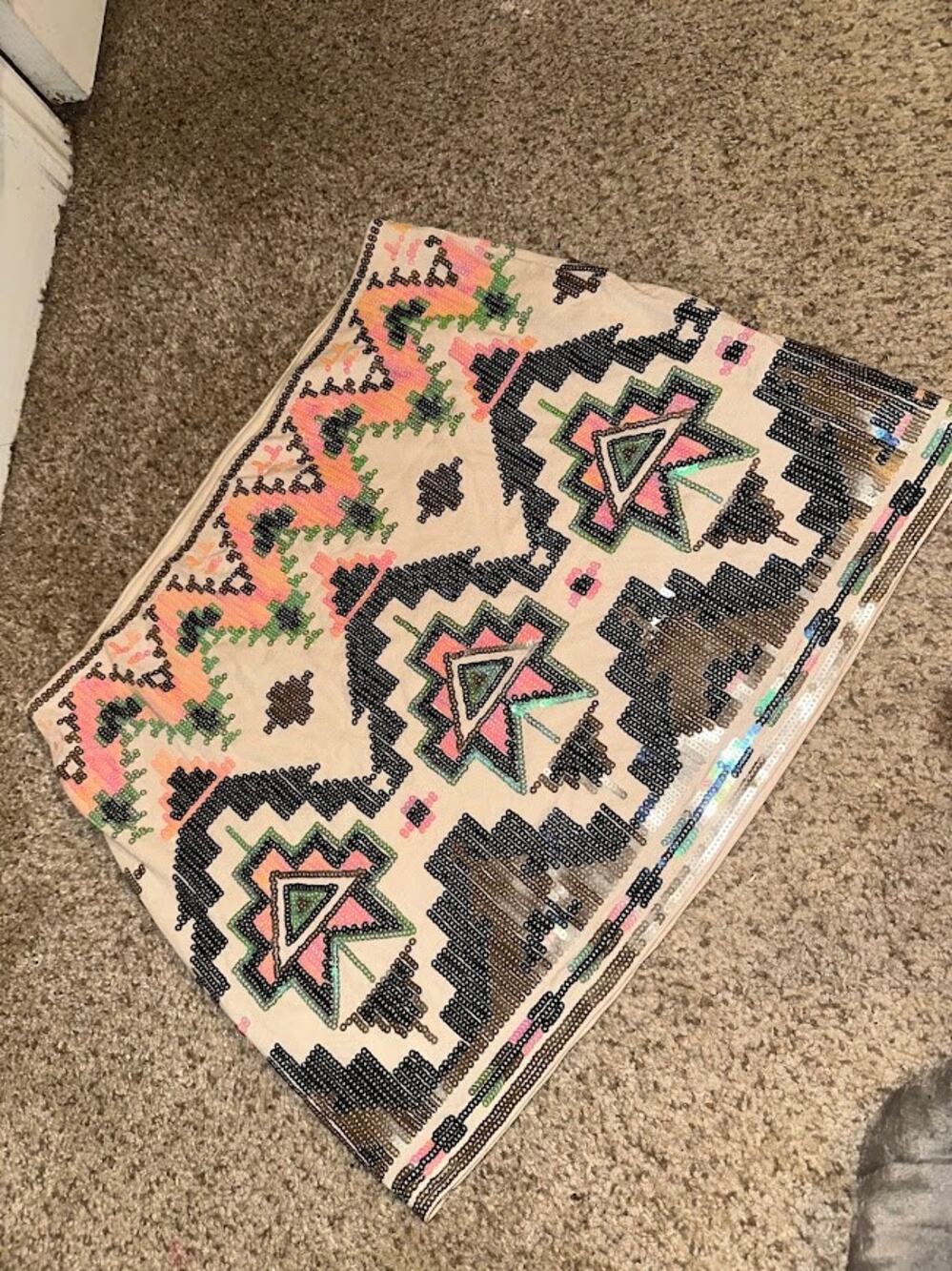 Express Sequin Geometric Mini Skirt Size Small